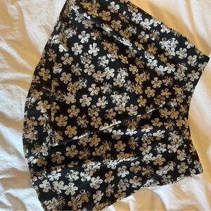 Lush Black and Cream Floral Skater Skirt